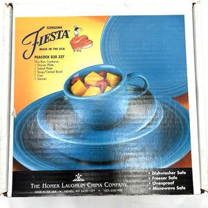 Fiesta Ware PEACOCK 5 Piece Place Setting Retired Fiestaware NIB - HTF